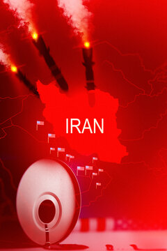 Conflict between Iran and the USA in 2026 shows oil bomb attack and missile launch