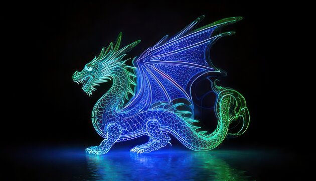 Mystical Dragon - A Glowing Digital Art Creation with Intricate Details.