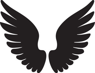Fototapeta premium Angel Wings Silhouette Vector Illustration - Heavenly Spread Wings Icon for Heraldry and Divine Symbolism Isolated on White