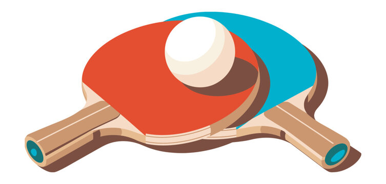 Table Tennis Racket Illustration, two ping pong paddles with ball, isolated sport equipment, indoor game activity, clean vector design