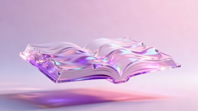 Floating glass book with wavy pages