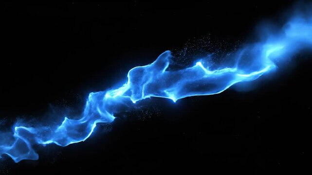 Blue streak in dark space for creative digital media and visual arts