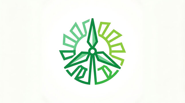 Green logo with geometric shapes on white background