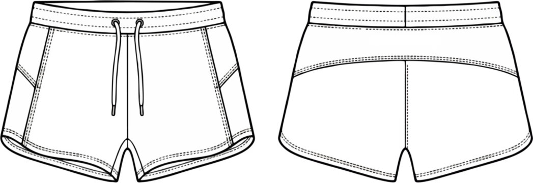 running shorts technical design front back