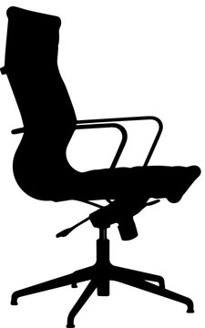 Black Silhouette of a Modern Ergonomic Office Chair Isolated on White Background