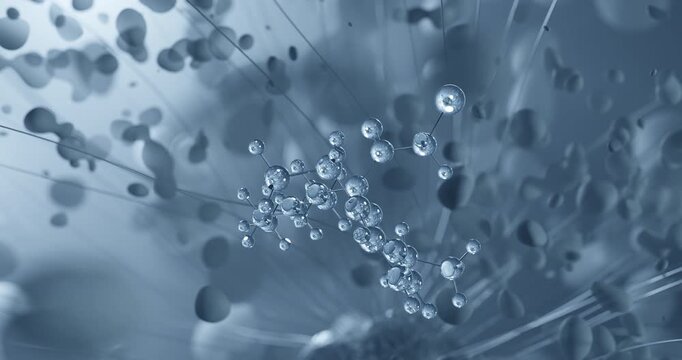 Pretilachlor rotating molecular structure, 3d ball-and-stick model, looped video selective herbicide
