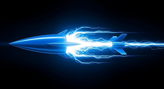 Futuristic jet with light trail illustration