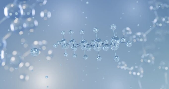 Decane rotating 3D model of organic solvent, seamless looped video
