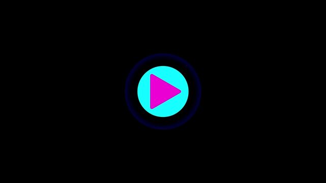 play icon, video play icon for website and mobile phone on black background.