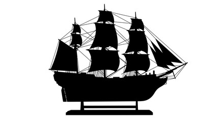 Sailing ship, black silhouette, vector illustration, nautical icon, transportation symbol © PRITOMKUMARSEN