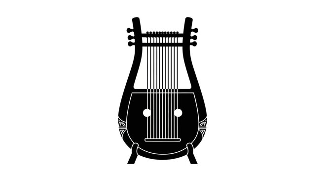 4th of July, Independence Day, USA, American, Kithara icon, ancient Greek lyre, musical instrument, black silhouette, vector isolated on White Background America, Patriotic, Patriotism