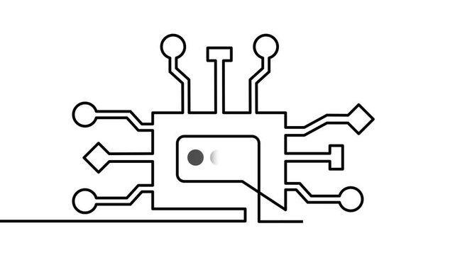 AI simple circuit board design in black and white