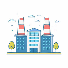 Fototapeta premium Flat illustration of a factory building with smokestacks
