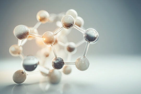 GABA Molecule with Frosted Glass Background and Soft Copy Space