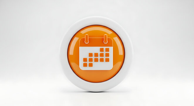 A detailed orange calendar icon on a white background, perfect for symbolizing schedules and appointments