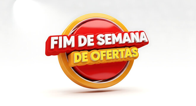 Weekend sales promotion logo, modern style and minimalist design with the phrase fim de semana de ofertas
