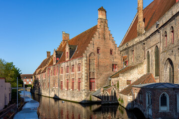 Fototapeta premium Hospital of Old St. John (Oud Sint-Janshospitaal) founded in 12th century, Bruges, Belgium