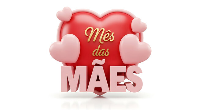 A Mother's Day themed heart with the phrase M&ecirc;s das M&atilde;es in Portuguese, ideal for conveying feelings of love and appreciation