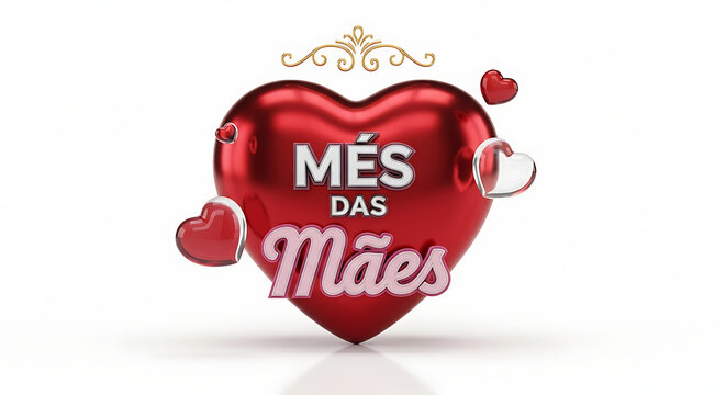 M&ecirc;s das M&atilde;es design with a heart and other elements for Mothers Day celebration