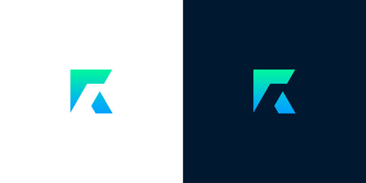 Sleek and professional initial R lettermark logo concept, showcasing a vibrant gradient from blue to green for versatile brand identity and modern businesses