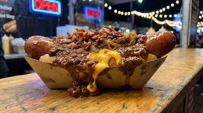 Extra large chili cheese dog