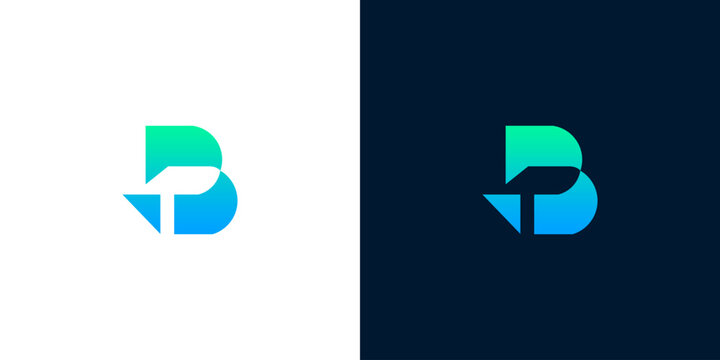 Abstract letter B logo design with gradient colors representing growth and technology