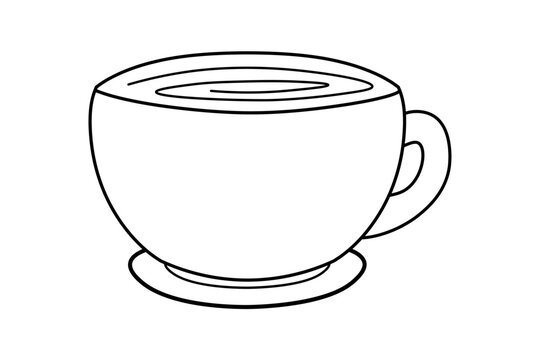 Coffee Cup Line Illustration Minimal Style