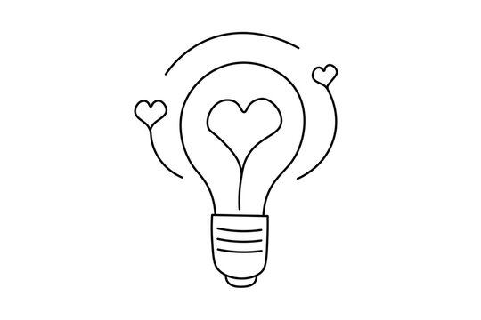 Idea Lightbulb With Hearts Line Icon