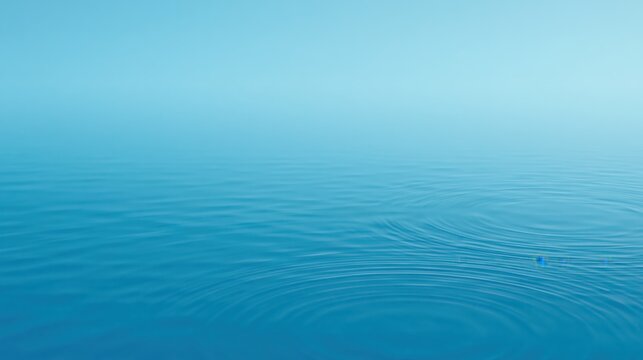 Calm, clear blue sea with gentle ripples fading to a soft horizon under a pale, minimalist sky.