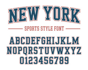 New York Varsity Sports Font, bold collegiate athletic typography, retro team lettering alphabet, uppercase letters and numbers for branding apparel © Alamin vai vision 3