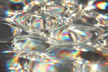 Obraz premium Detailed close-up of colorful iridescent high contrast rippled water surface under natural light