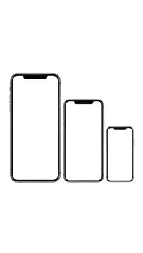 Smartphones of Different Sizes on White Background