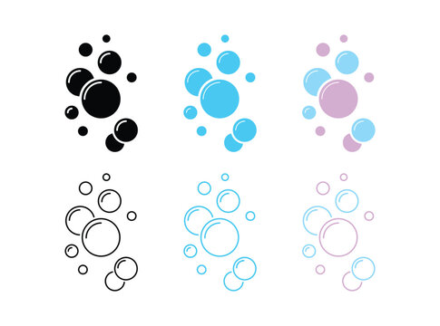 blowing bubbles icon set. Soap bubbles icons. Clean wash suds sign. soap foam oxygen bubbles. Foam bubble symbol