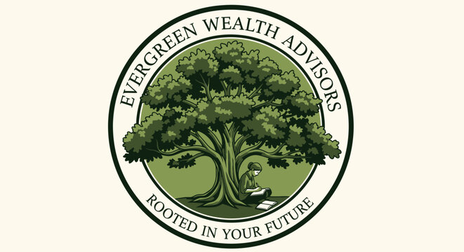 Evergreen Wealth Advisors logo with a strong tree symbol.