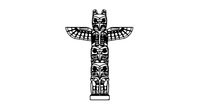 Native american totem pole illustration