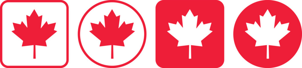 Fototapeta premium maple leaves icon set. National symbol of Canada. Maple leaf for sign. Original red maple leaf Canadian flag. Happy Canada Day poster 