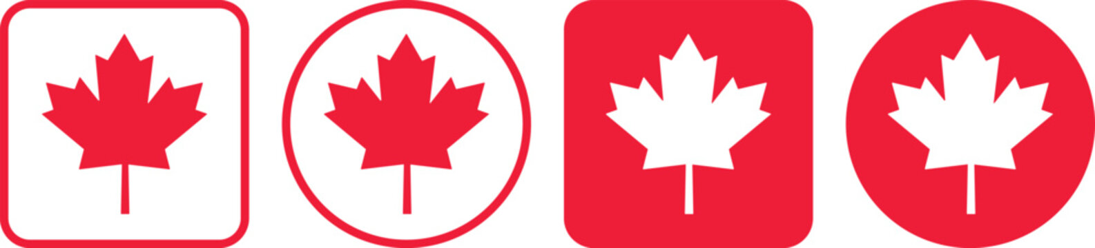 maple leaves icon set. National symbol of Canada. Maple leaf for sign. Original red maple leaf Canadian flag. Happy Canada Day poster 