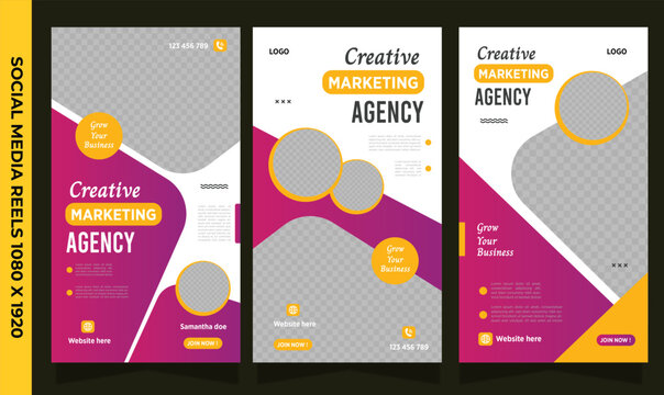 Digital business marketing banner for social media Reels template