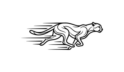 Minimal running cheetah logo line art vector illustration © MdAiyub
