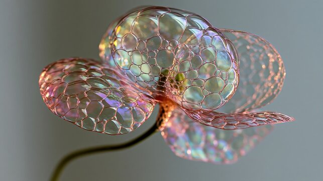 Bulles de savon iridescentes aux reflets color&eacute;s flottant dans l'air