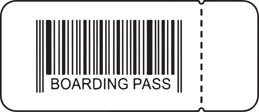 airplane boarding pass with barcode on white background minimal travel concept