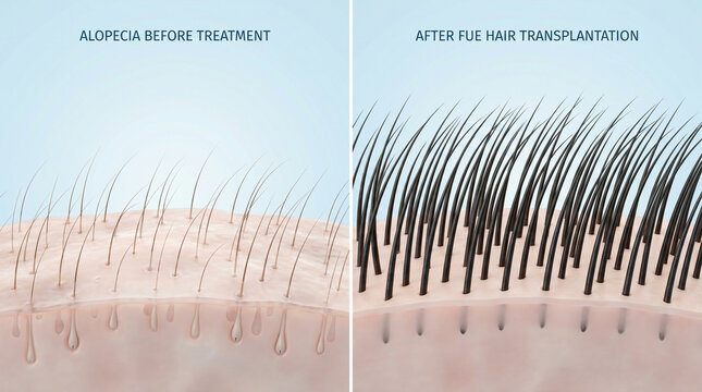 FUE Hair Transplantation Alopecia Treatment Before and After Scalp Result