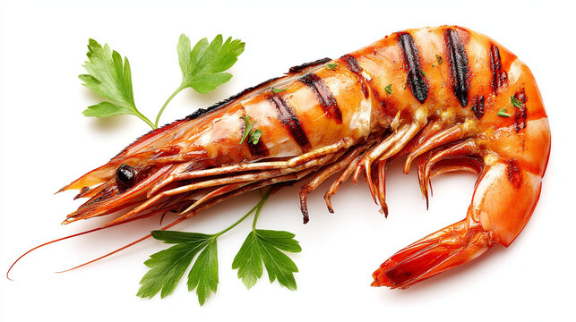 Grilled shrimp with parsley appetizer delicious preparation restaurant ingredient