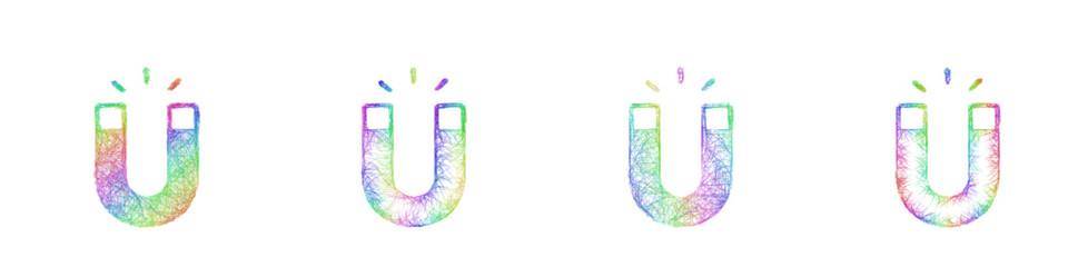 Multicolored sketch horseshoe magnet icon design set © David Zydd