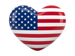 Fototapeta premium American flag heart shape with patriotic symbolism in bright studio lighting for national pride concept