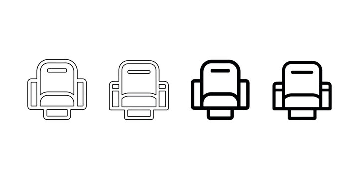Collection of cinema seat icons designed in simple clean line style perfect for movie theater interior decor projects and seating arrangement layout plans now.
