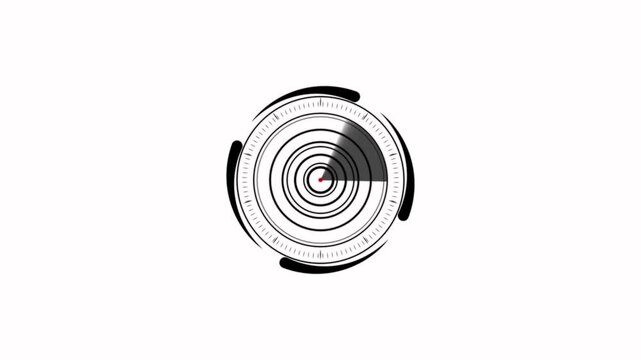 Digital searching system animation, black color Radar searching security concept animation icon,on a map and white background .