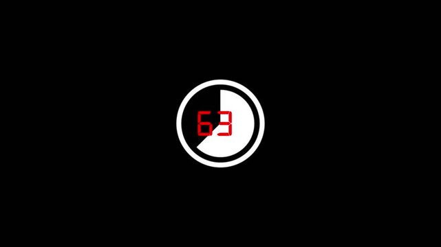 Analog of timer motion graphic, in and out, fill up the circle pie, exercise pause, animated icon on a transparent background.. clock countdown.