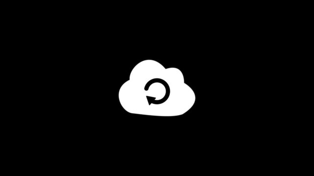 A white arrow inside a black cloud icon on a black background.