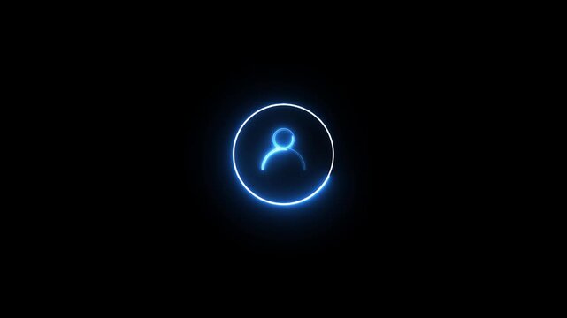 Glowing Neon people icon on black background. Communication man profile icon, on black background